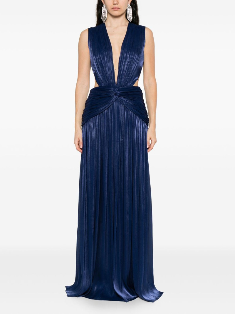 COSTARELLOS Silla pleated cowl-neck maxi dress outlook