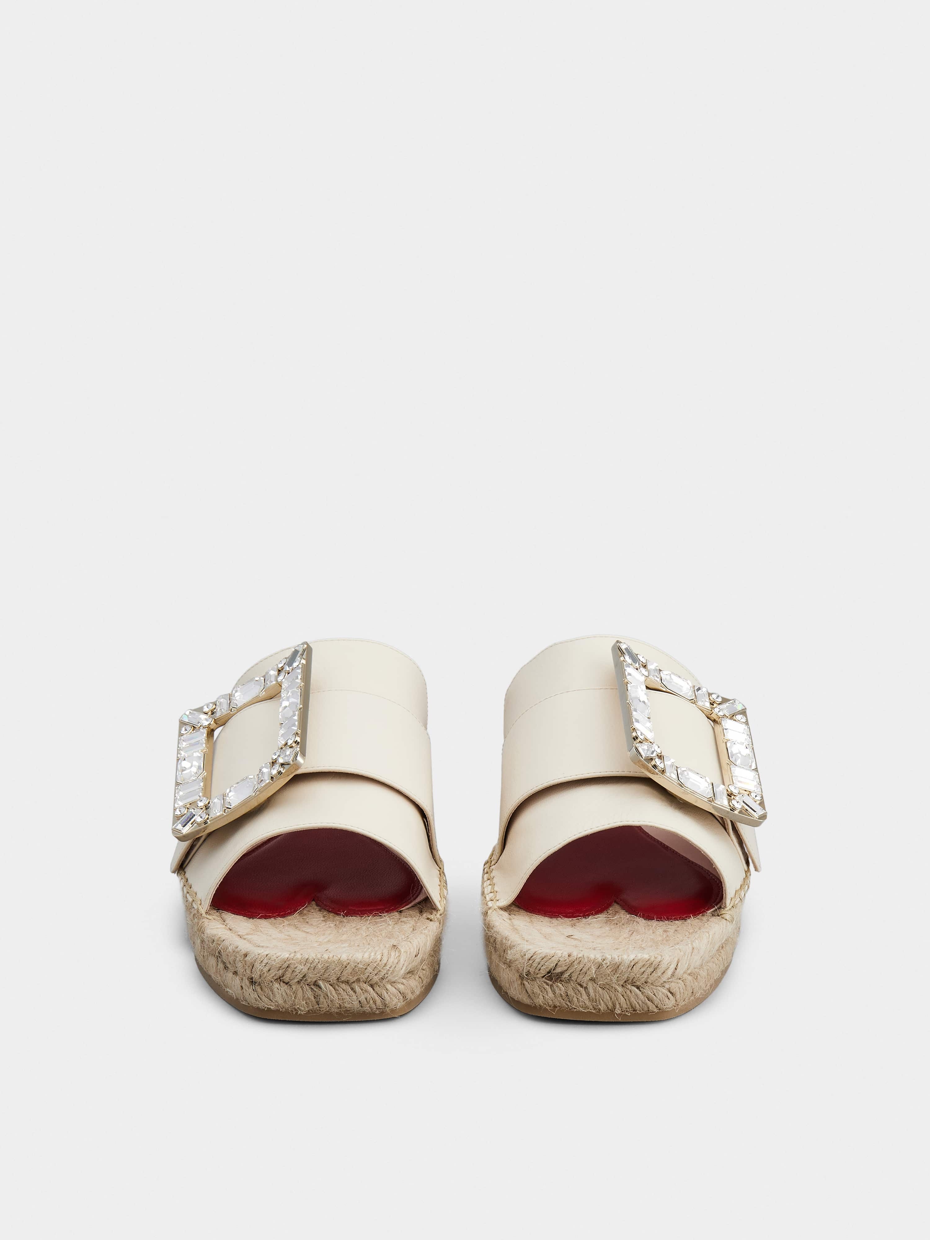 Strass Buckle Espadrille Mules in Soft Leather - 7