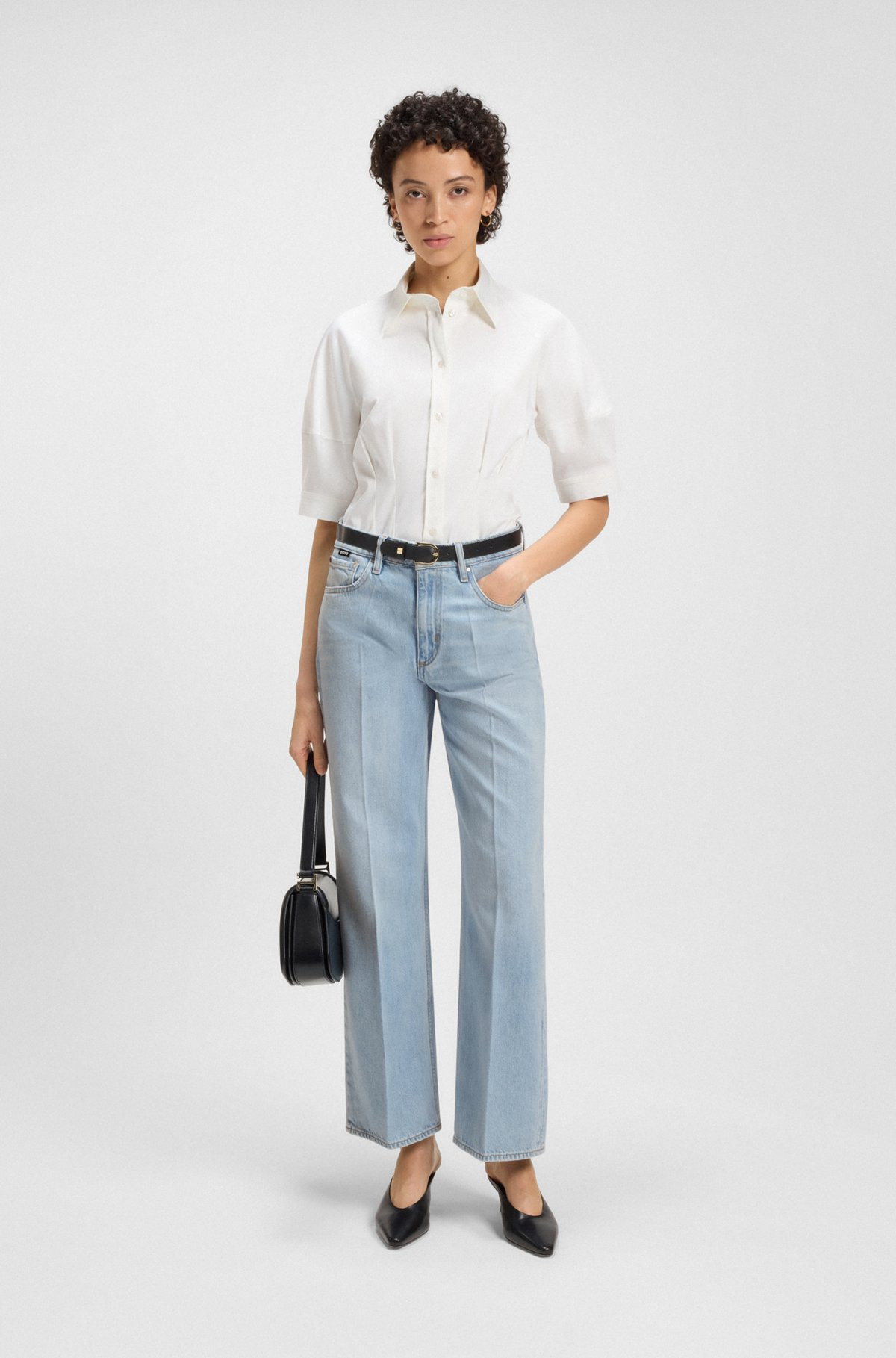 WIDE-LEG JEANS IN BLUE RIGID DENIM - 3
