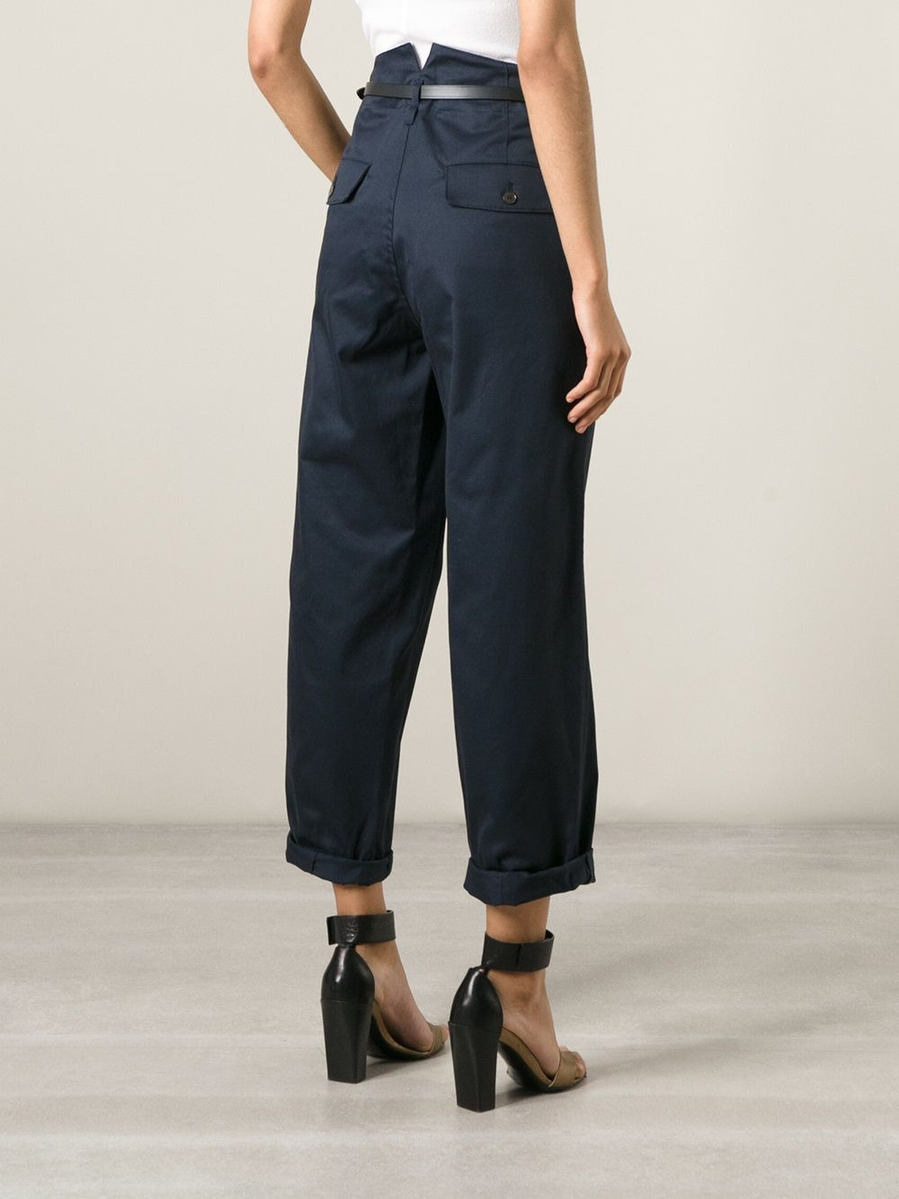belted chino trousers - 4