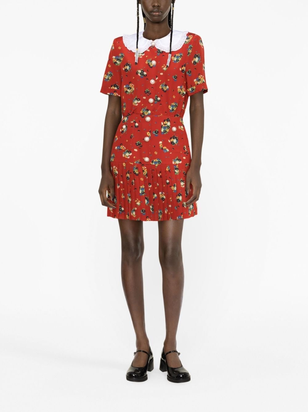 floral-print silk minidress - 2