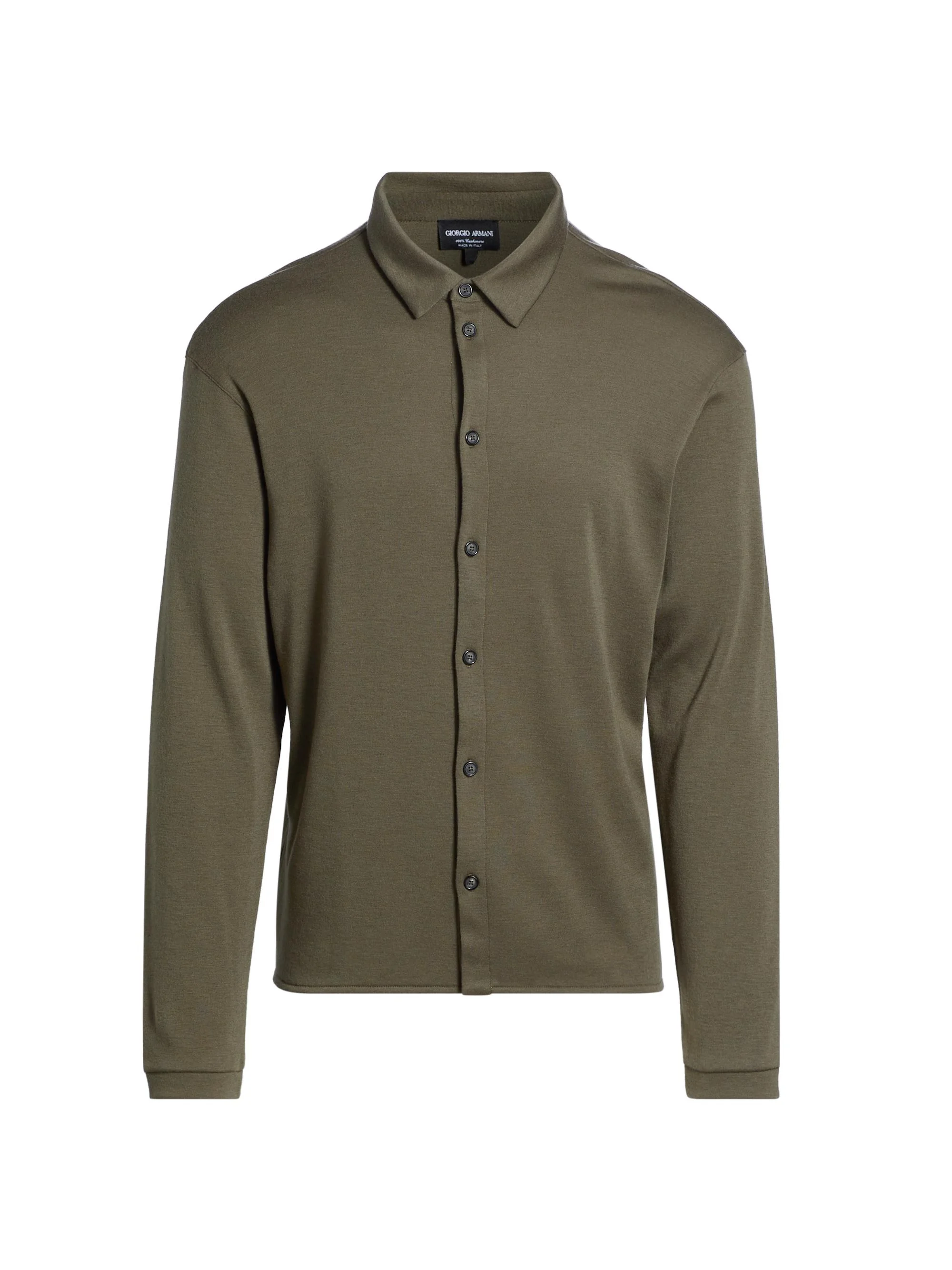 Men's Button-Front Cashmere Shirt - Green - 1