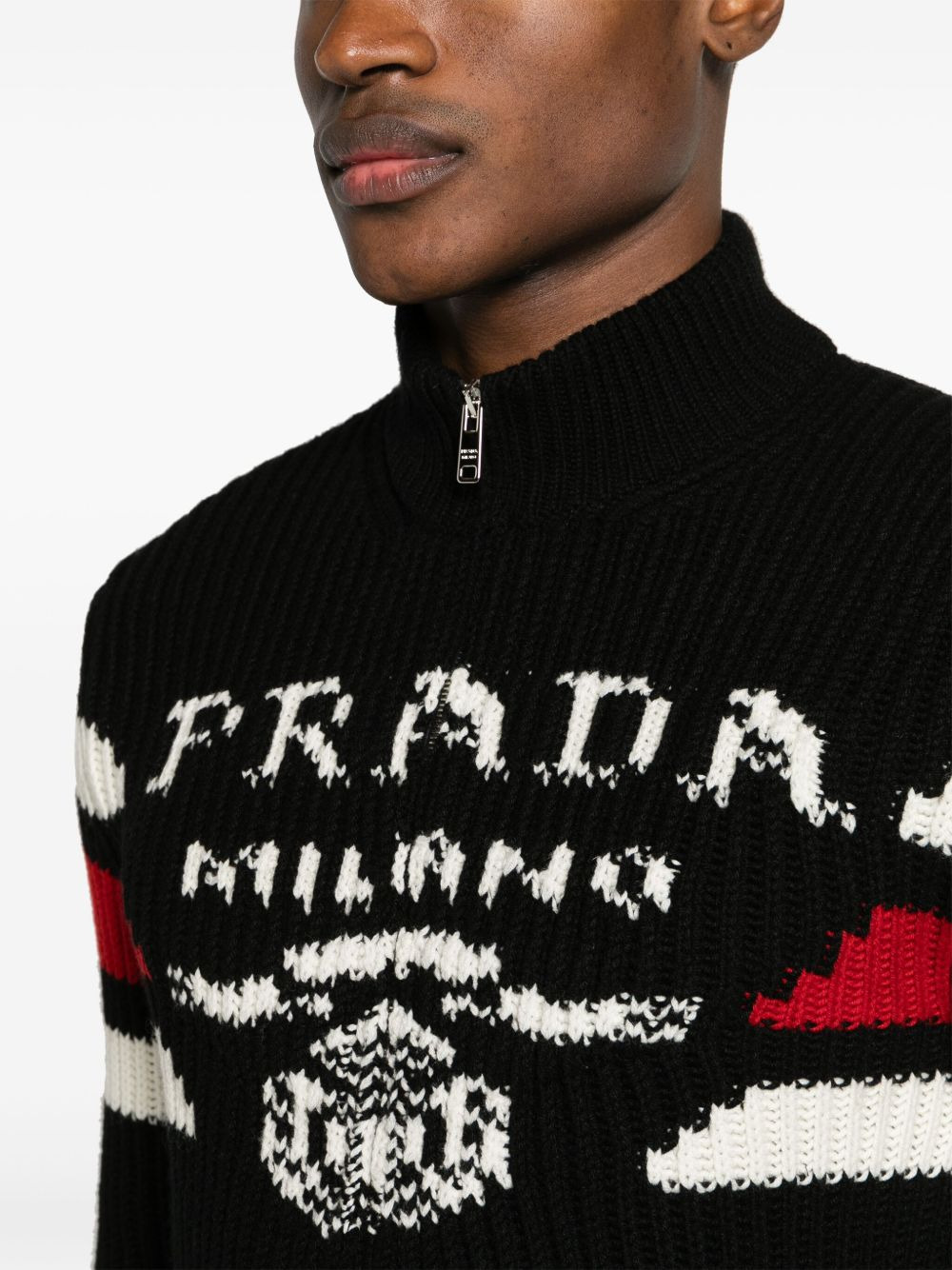 logo-jacquard cashmere cardigan - 5