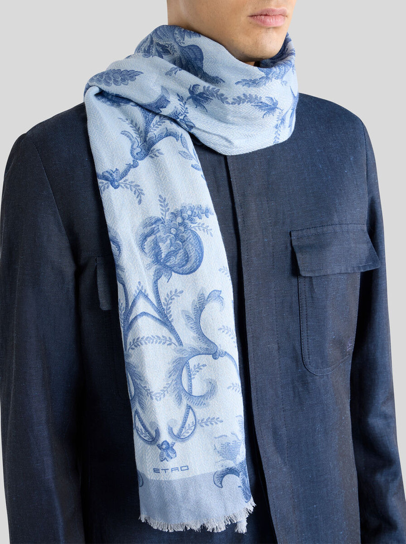 Etro LINEN-BLEND SCARF WITH FLORAL MOTIF outlook