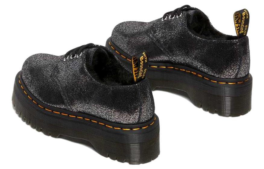 Dr. Martens 1461 Faux Fur-Lined Metallic Leather Platform Shoes 'Black' 27957012 - 5