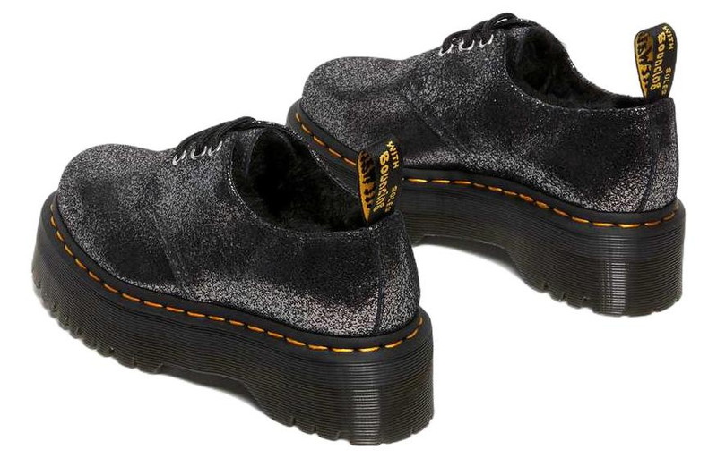 Dr. Martens Dr. Martens 1461 Faux Fur-Lined Metallic Leather Platform Shoes 'Black' 27957012 outlook