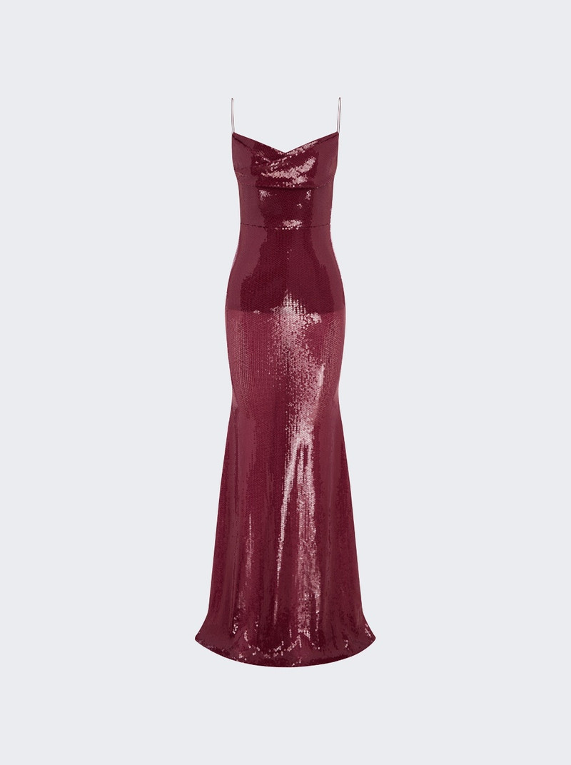 Draped Longline Corset Gown Plum 1
