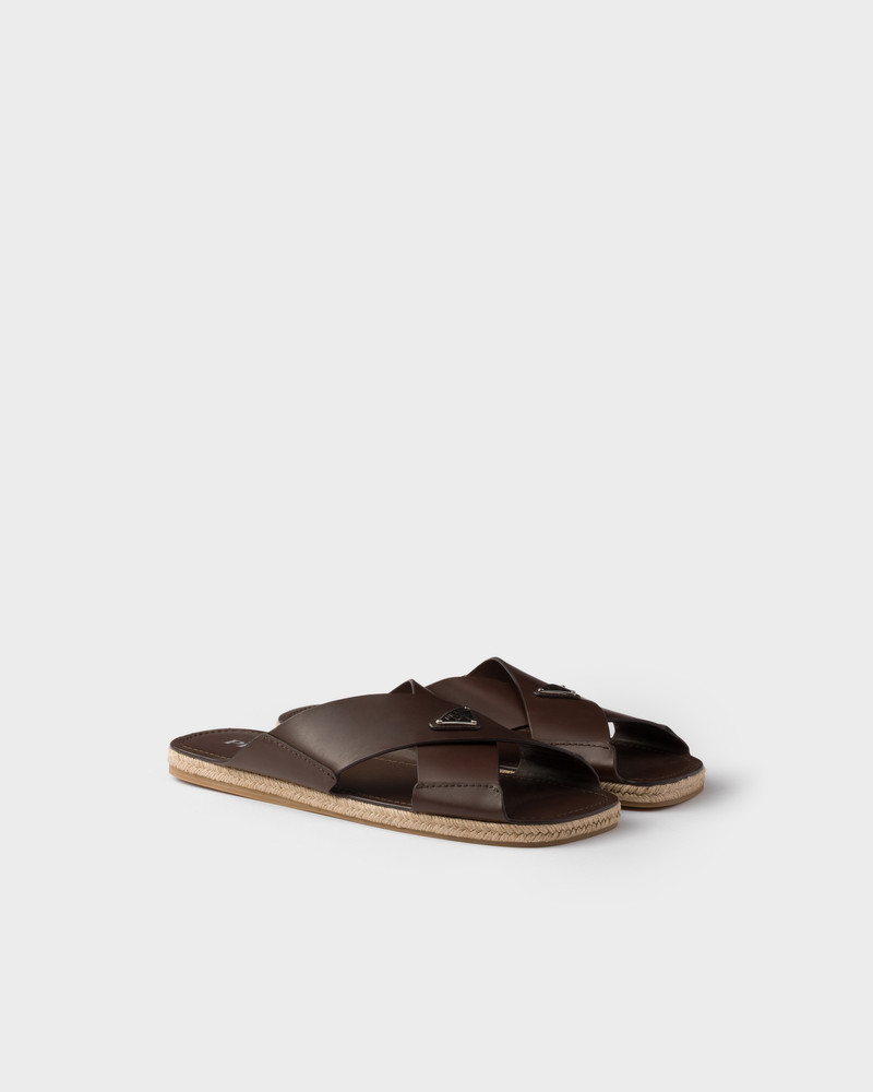 Crisscross leather slides 1