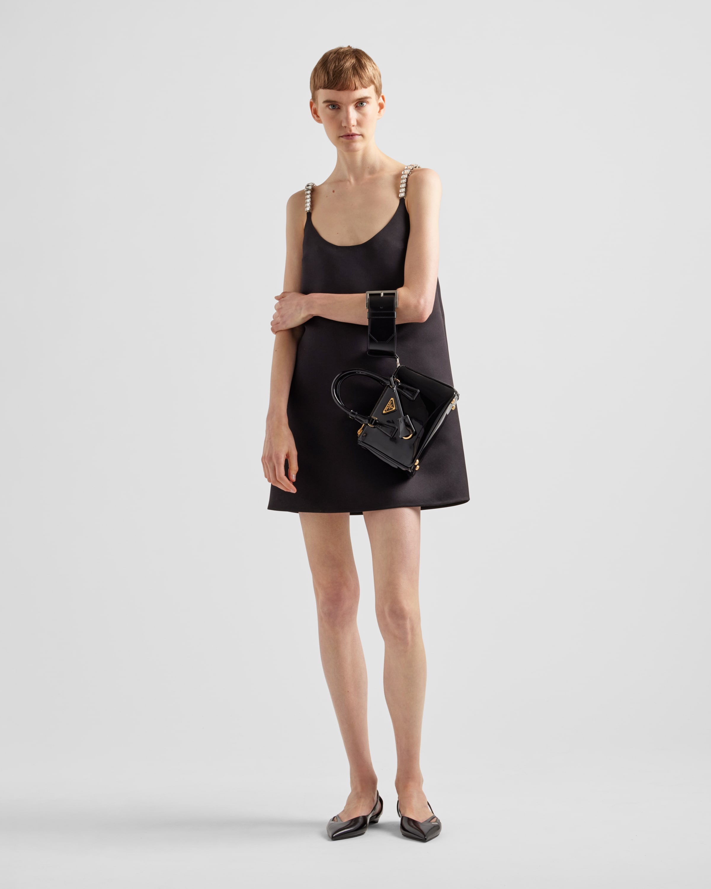 Embroidered double satin mini-dress - 2