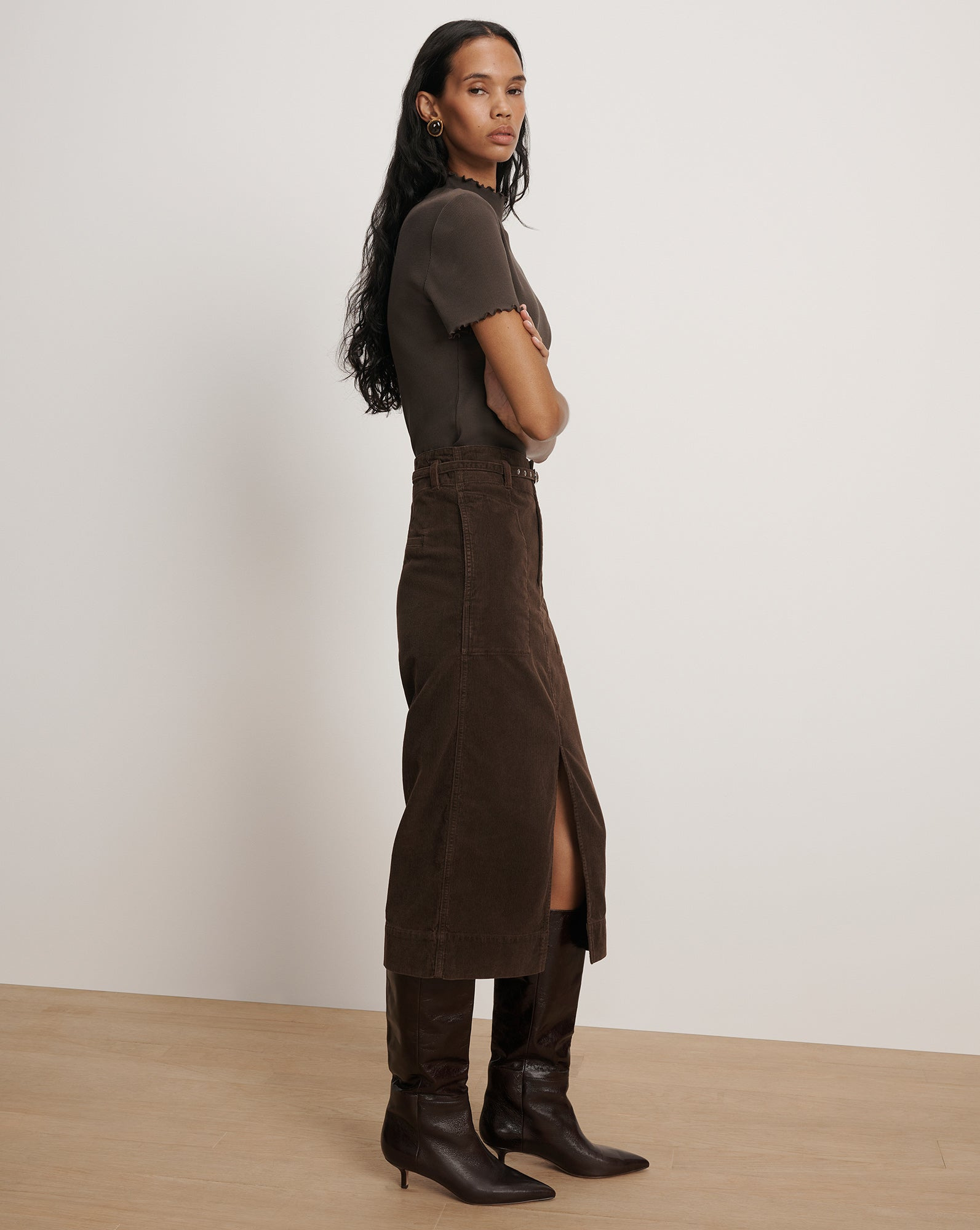PAVANA CORDUROY MIDI SKIRT - 4