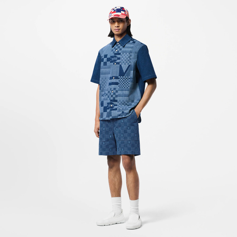 Louis Vuitton Embroidered Damier Denim Shorts outlook