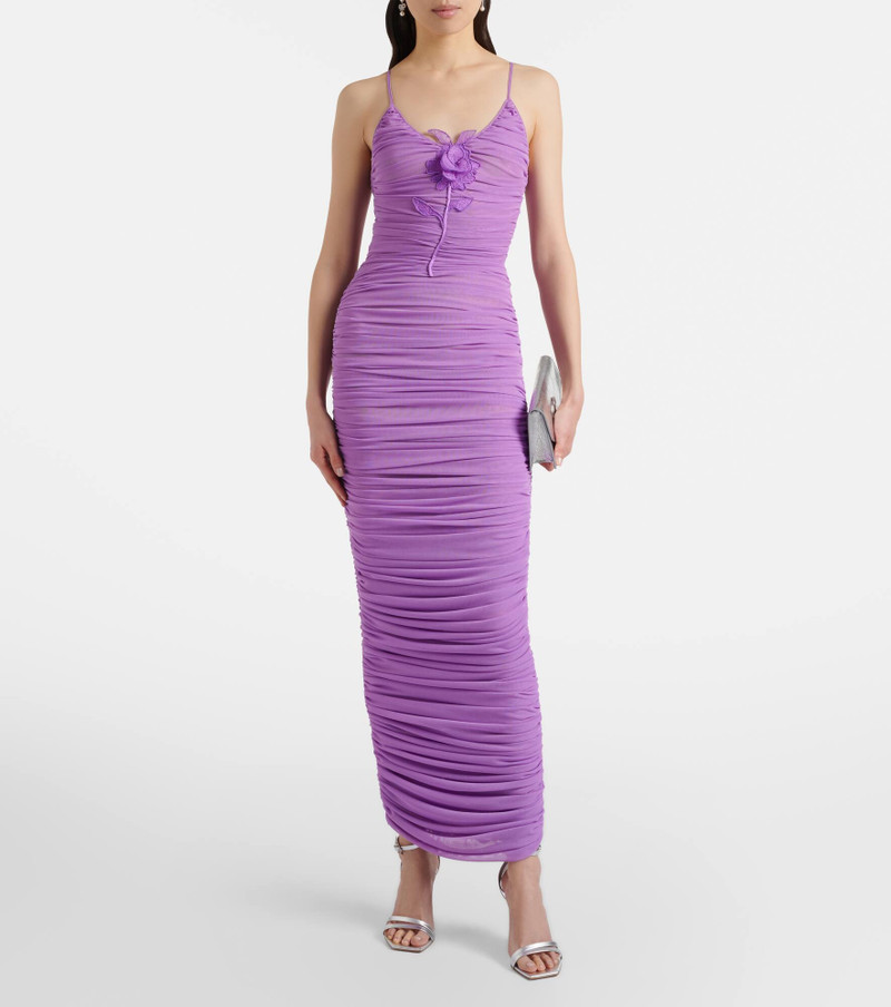 David Koma Floral-appliqué ruched cocktail dress outlook