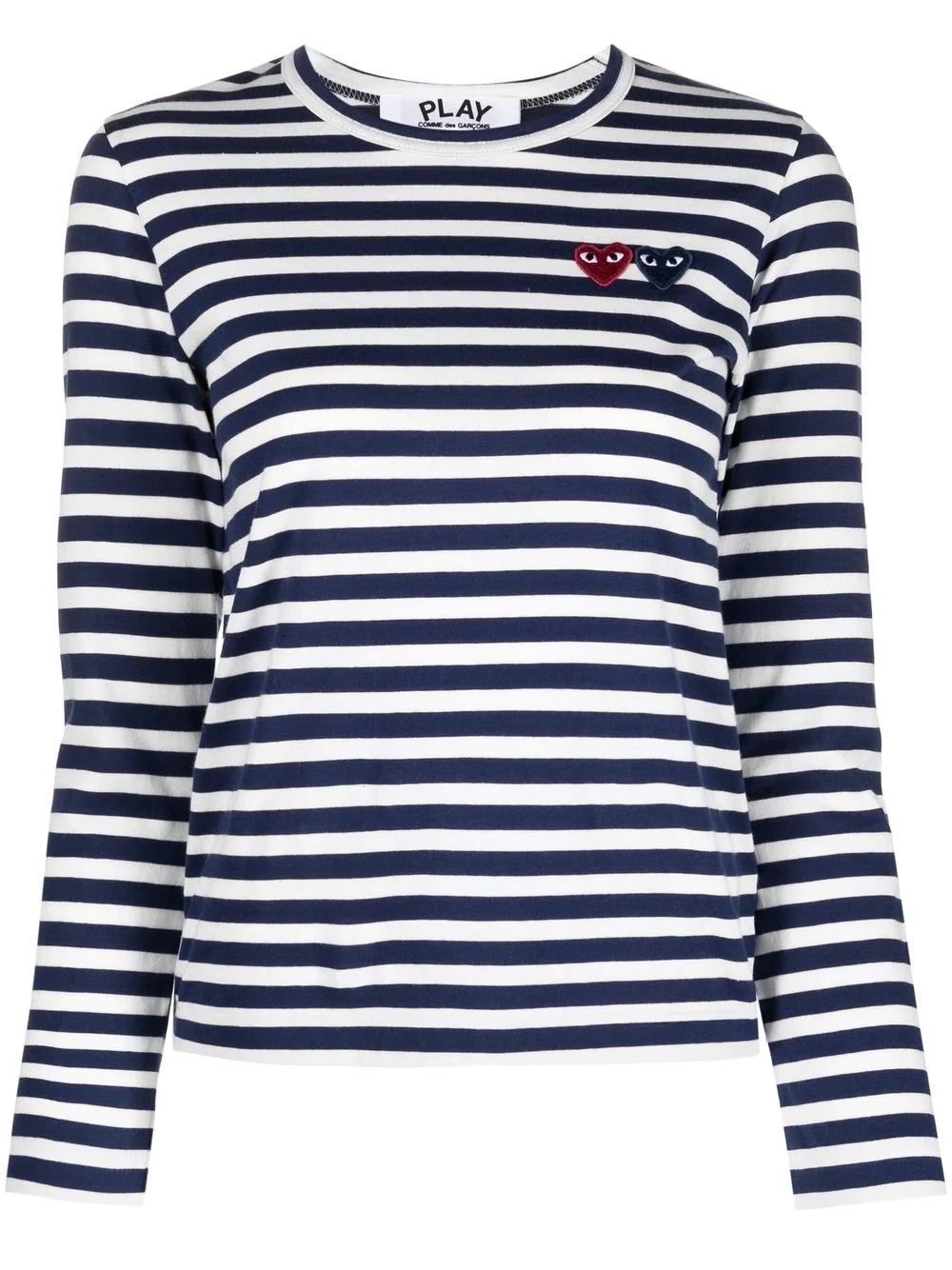 double-heart logo striped T-shirt - 2