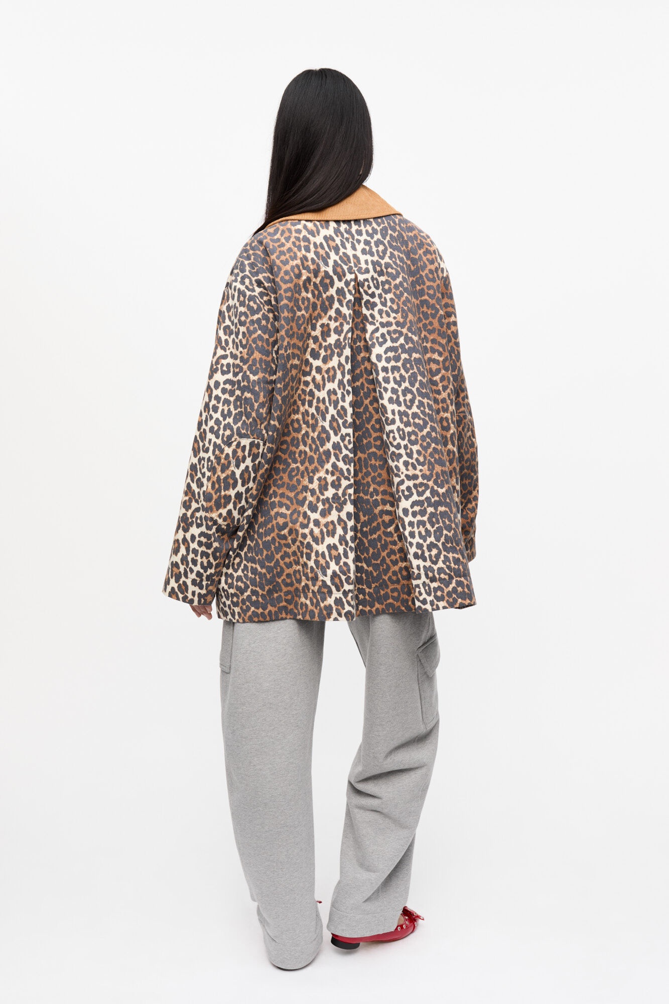LEOPARD PRINTED CANVAS MIDI JACKET - 5