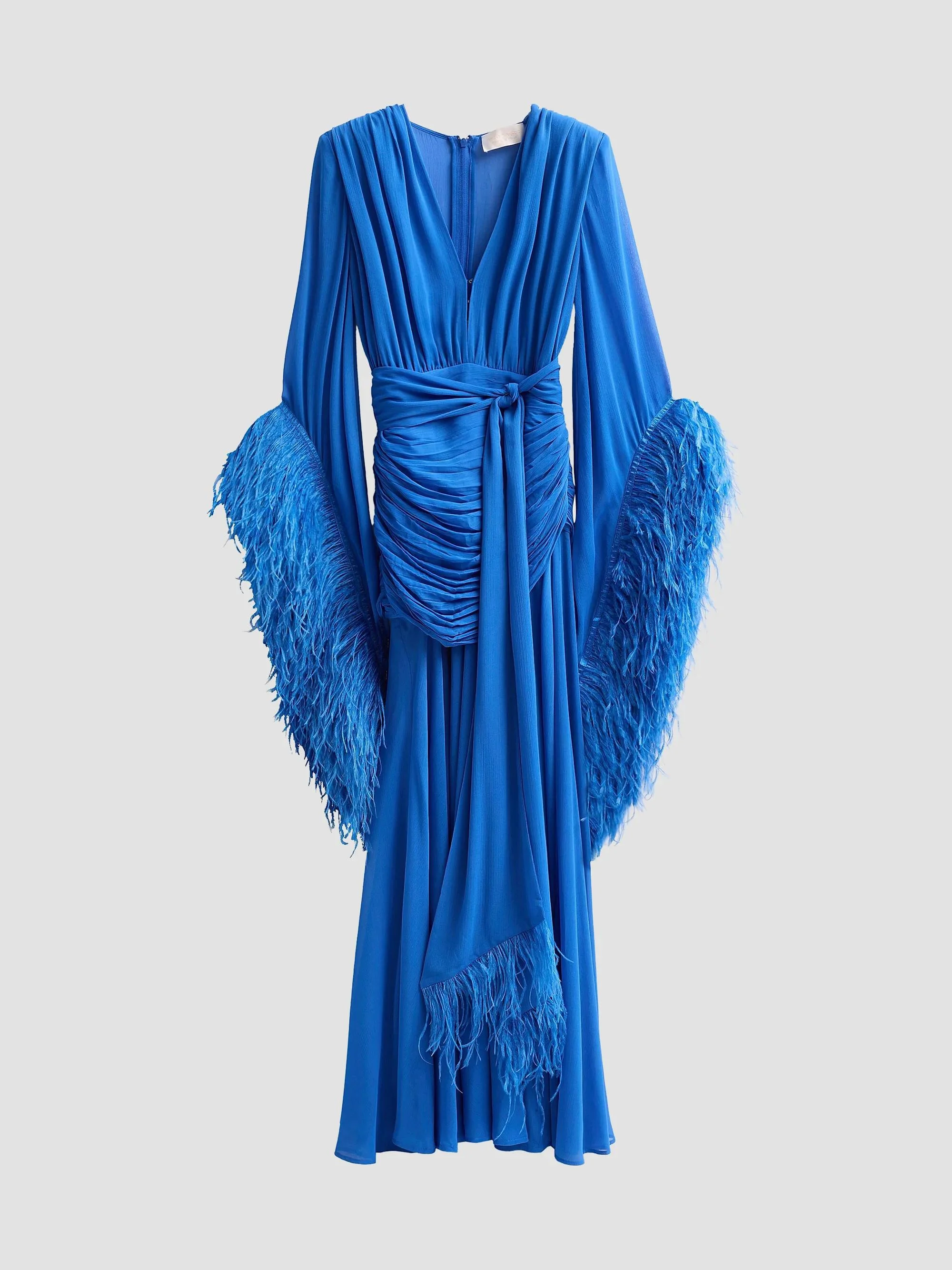 Women's Geisha Feather Cuff Draped Maxi Dress - Cobalt Blue - 1