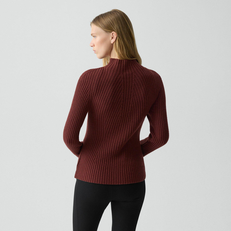 Ribbed Mock Neck Sweater in Cashmere 4