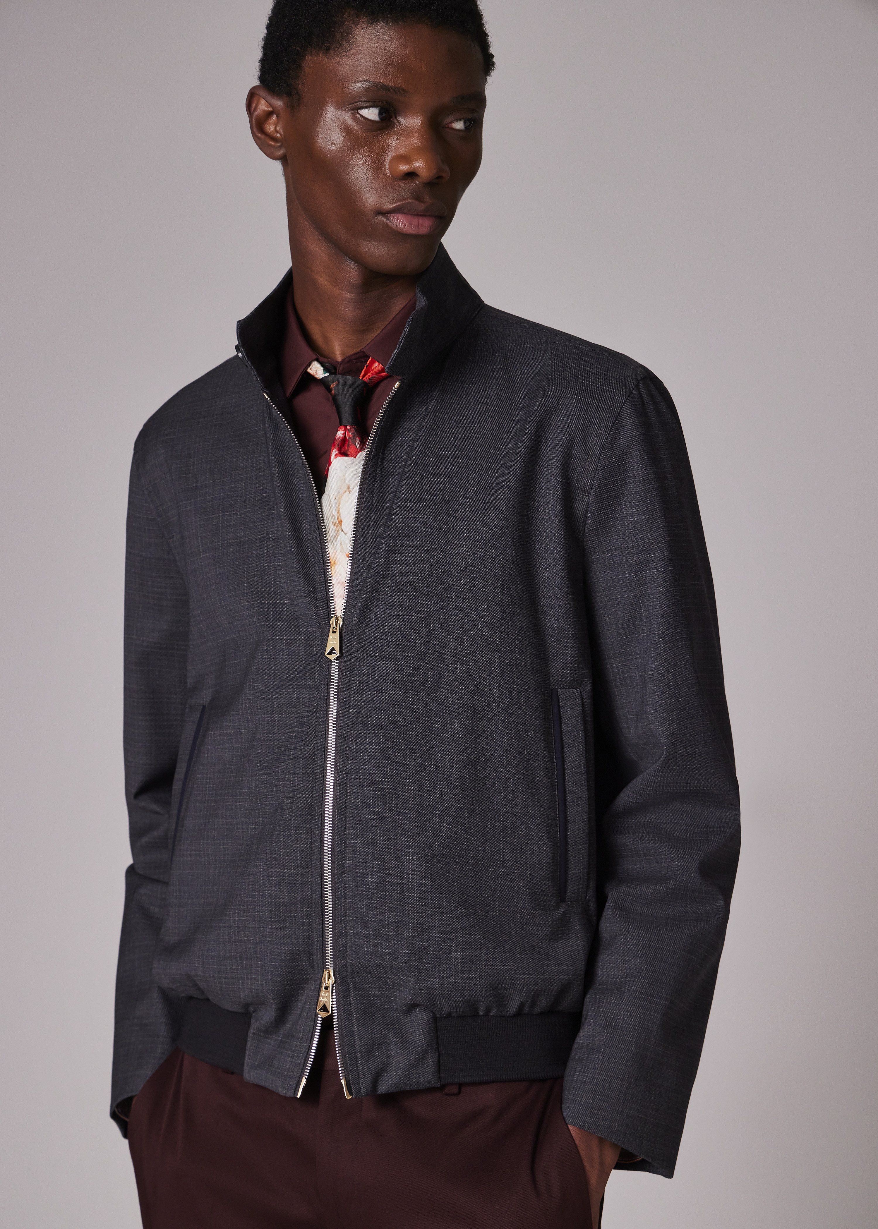 Grey 'Storm System' Super-Fine Merino Bomber Jacket - 9