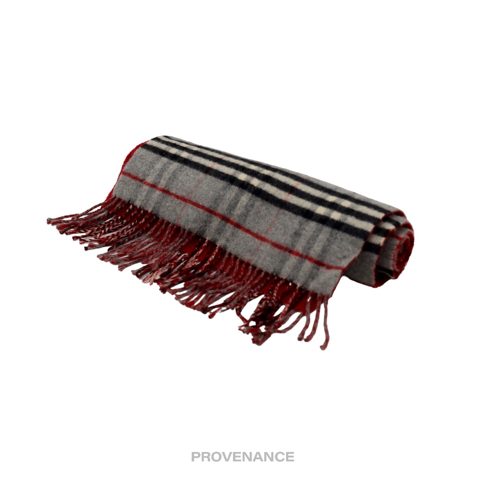 Burberry Scarf - Nova Check Cashmere Grey Red - 5