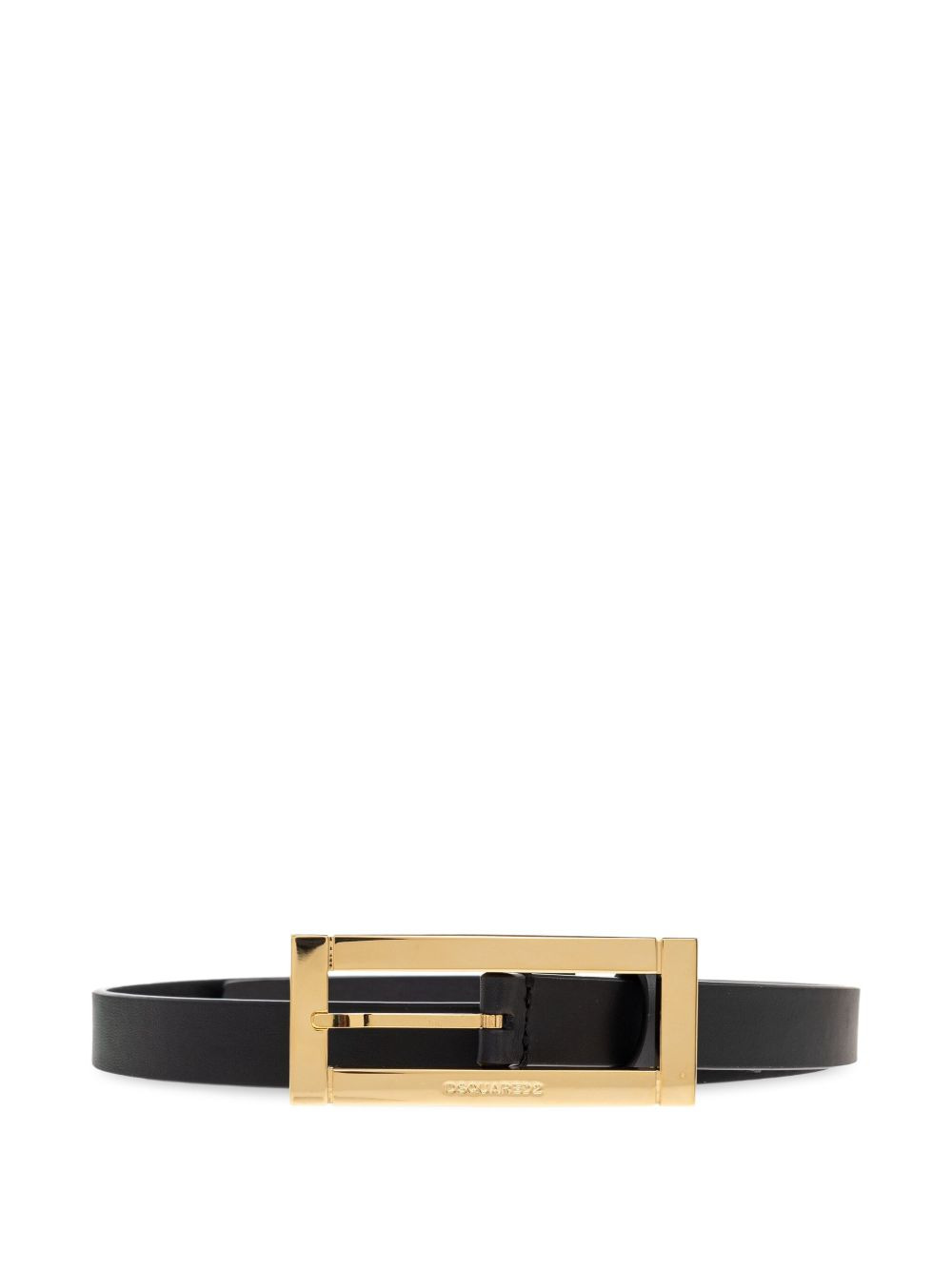 rectangular-buckle leather belt - 4