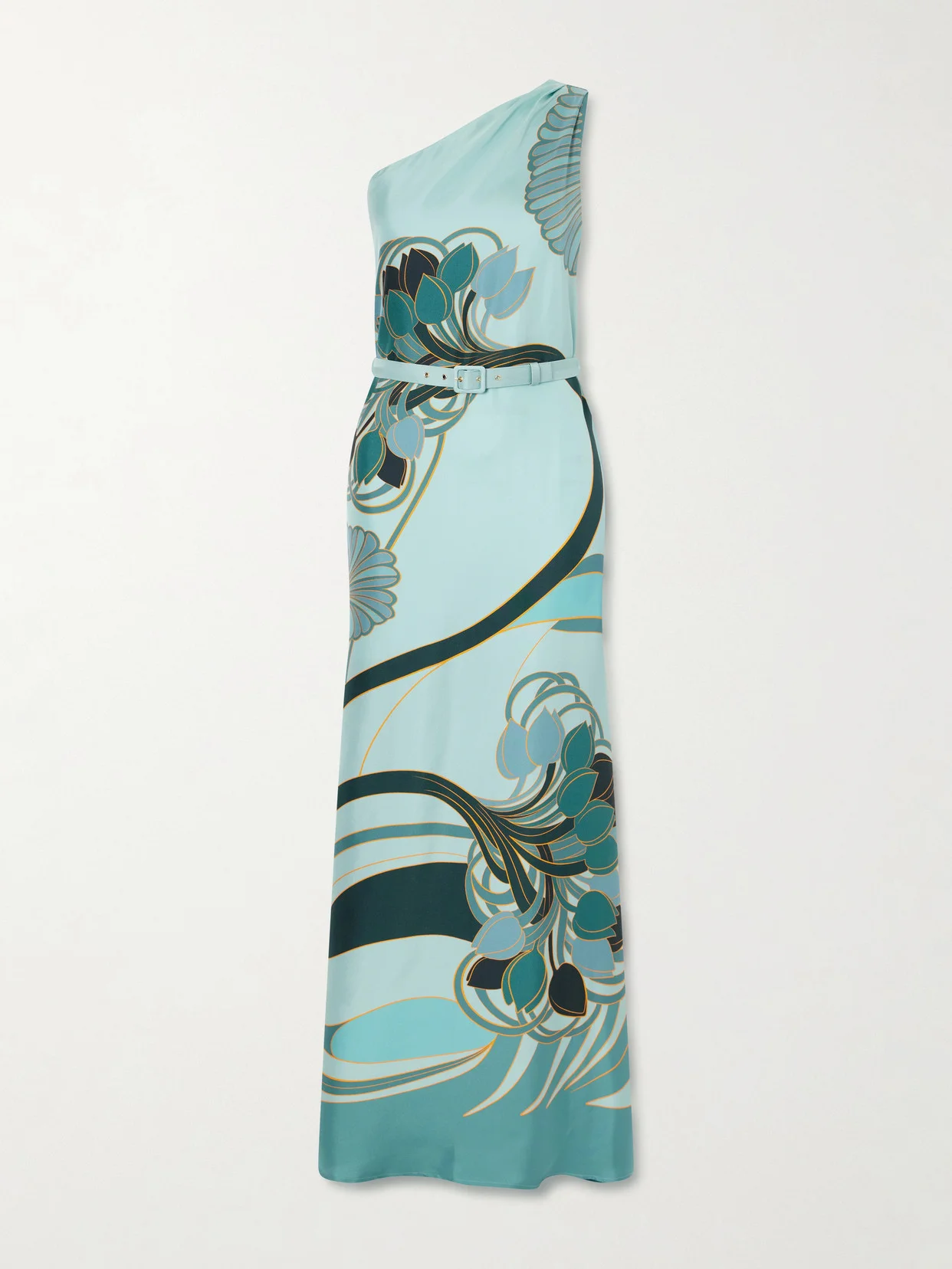 Printed Silk Satin Maxi Dress - 1
