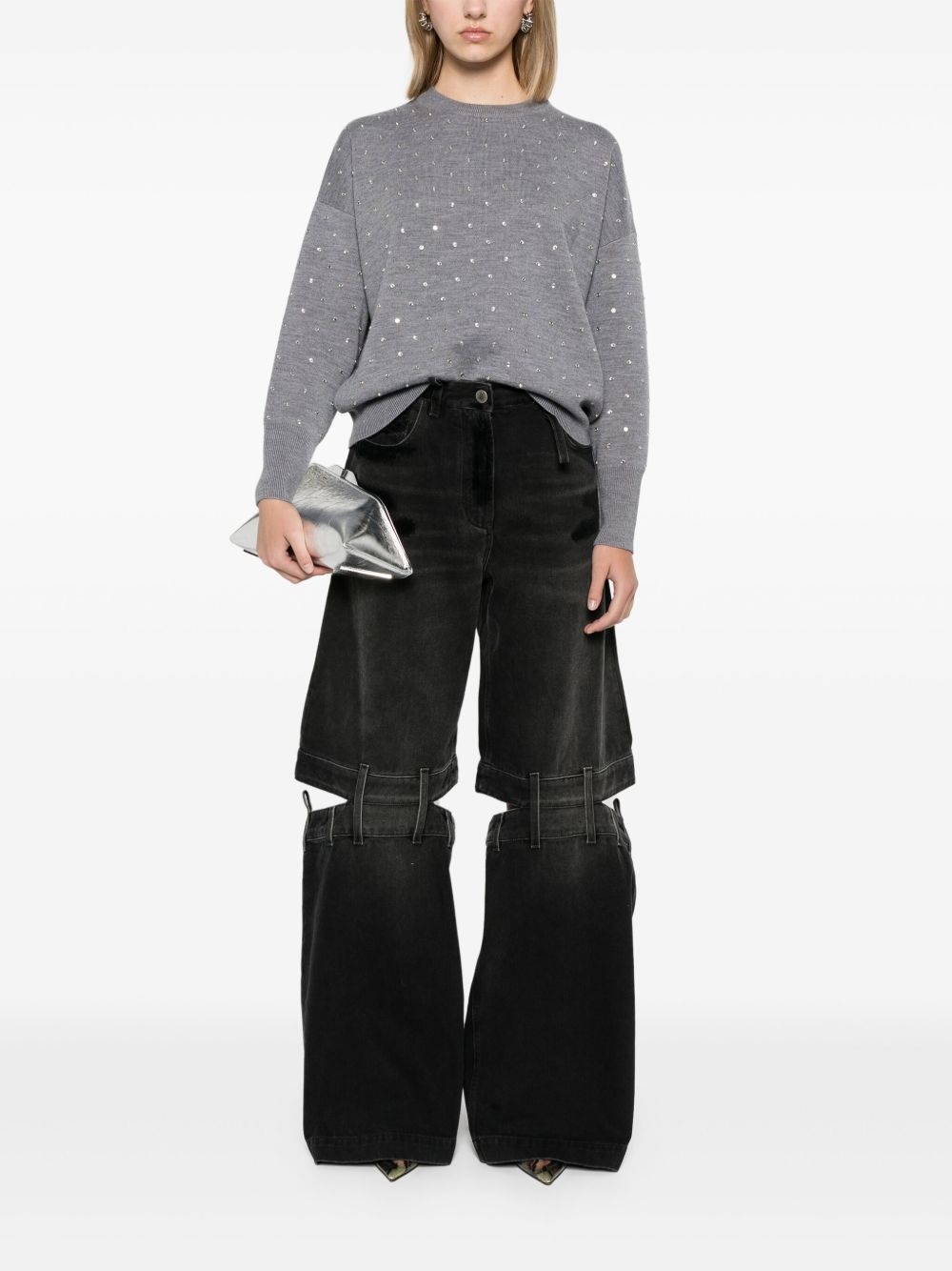glass crystal-embellished jumper - 2