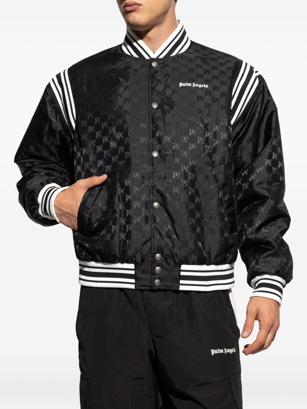 logo-pattern bomber jacket - 3