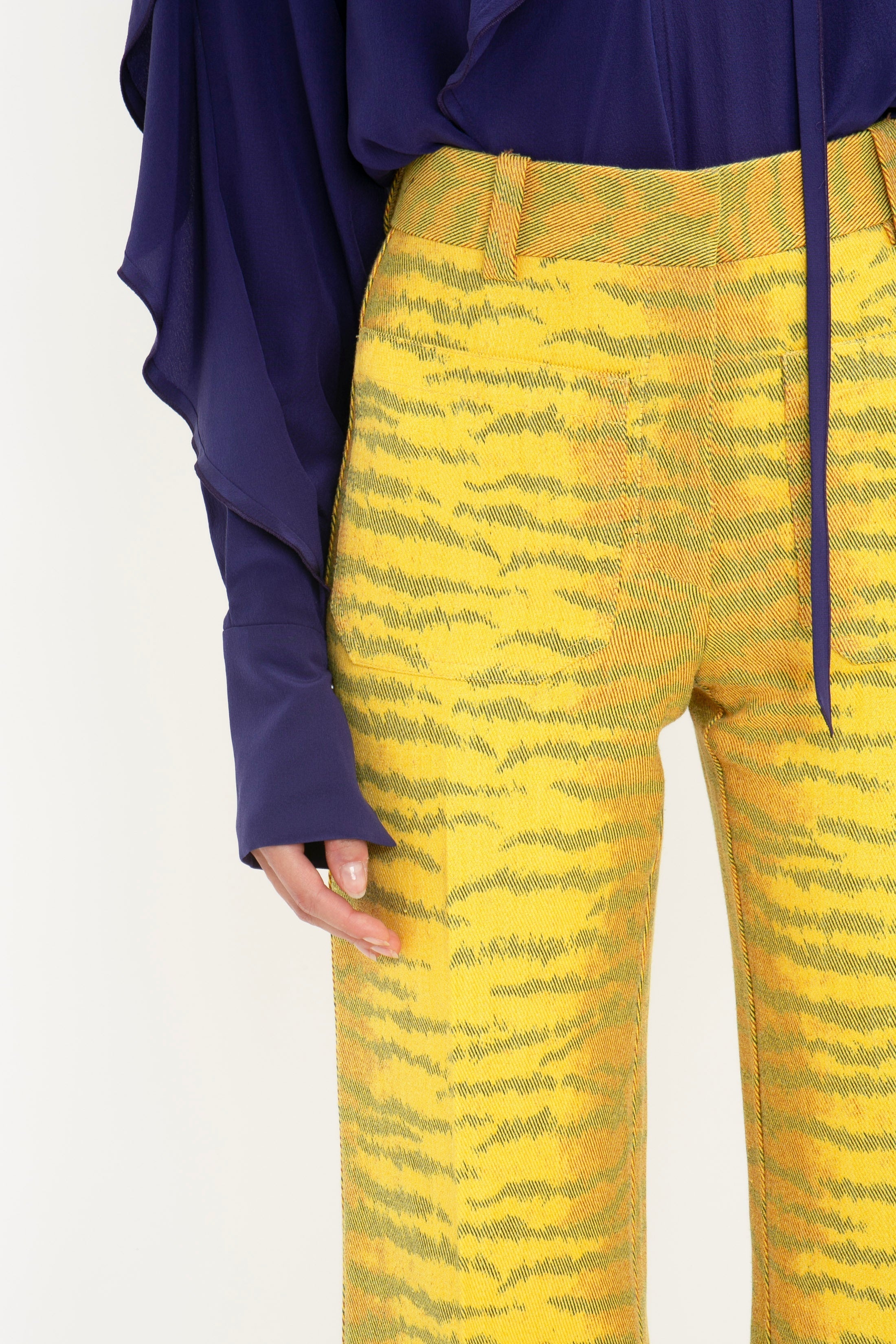 Alina Trouser In Yellow-Maple Tiger Print - 5