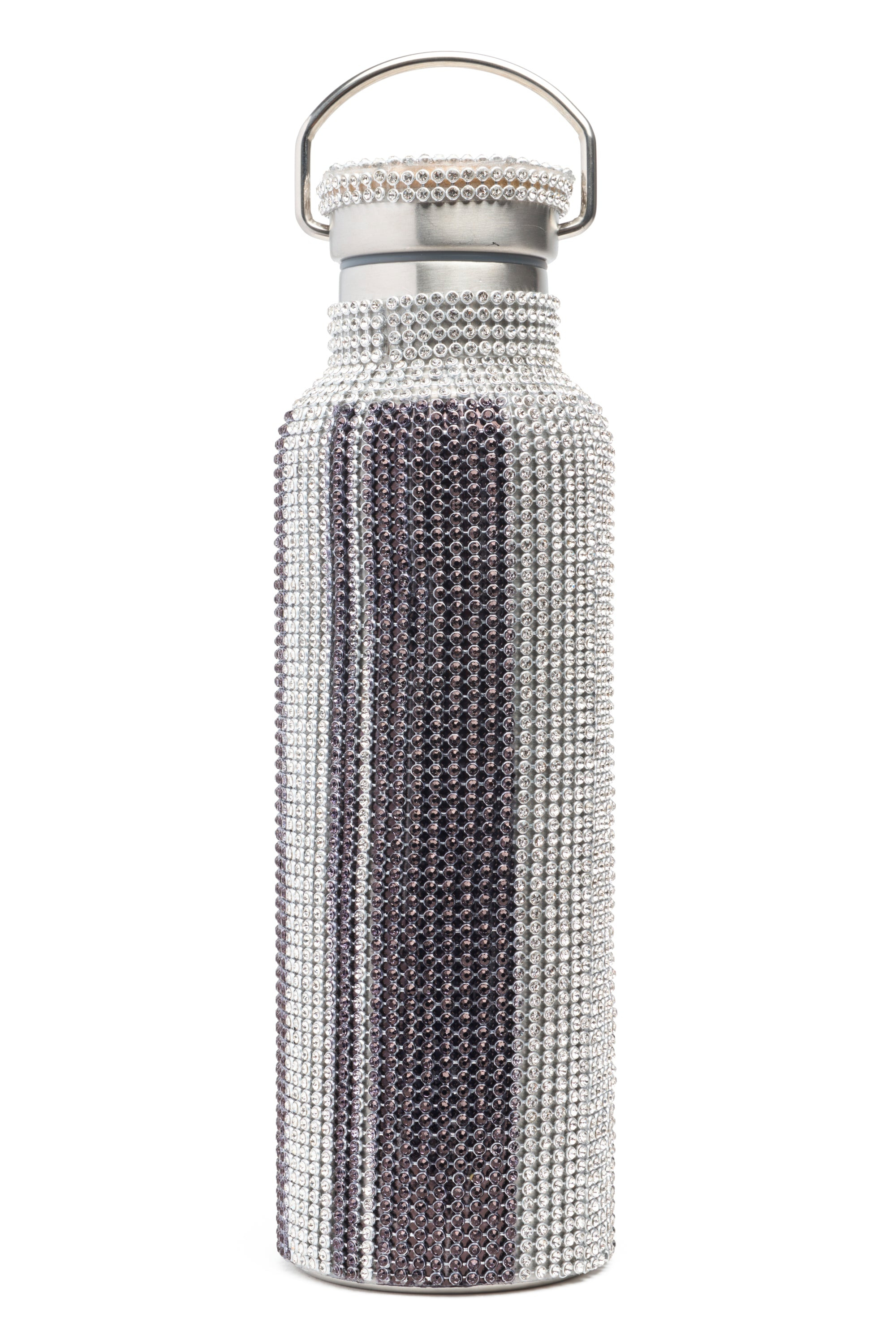 CHARCOAL STRIPE RHINESTONE WATER BOTTLE - 2