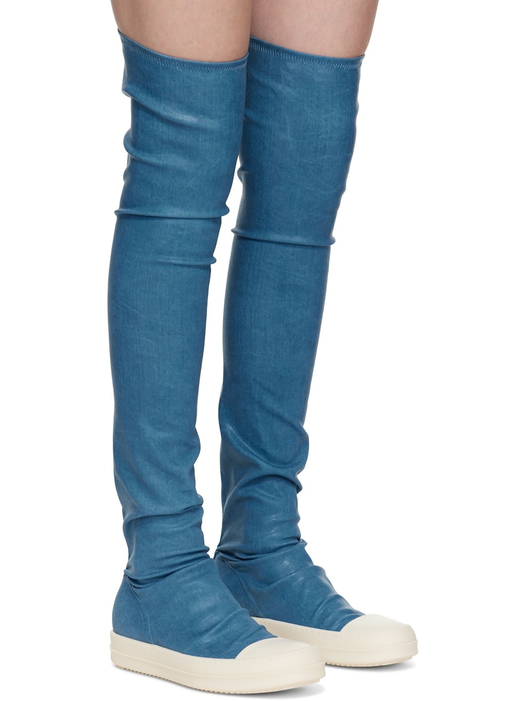 Blue Hollywood High Sock Sneaks Tall Boots - 4