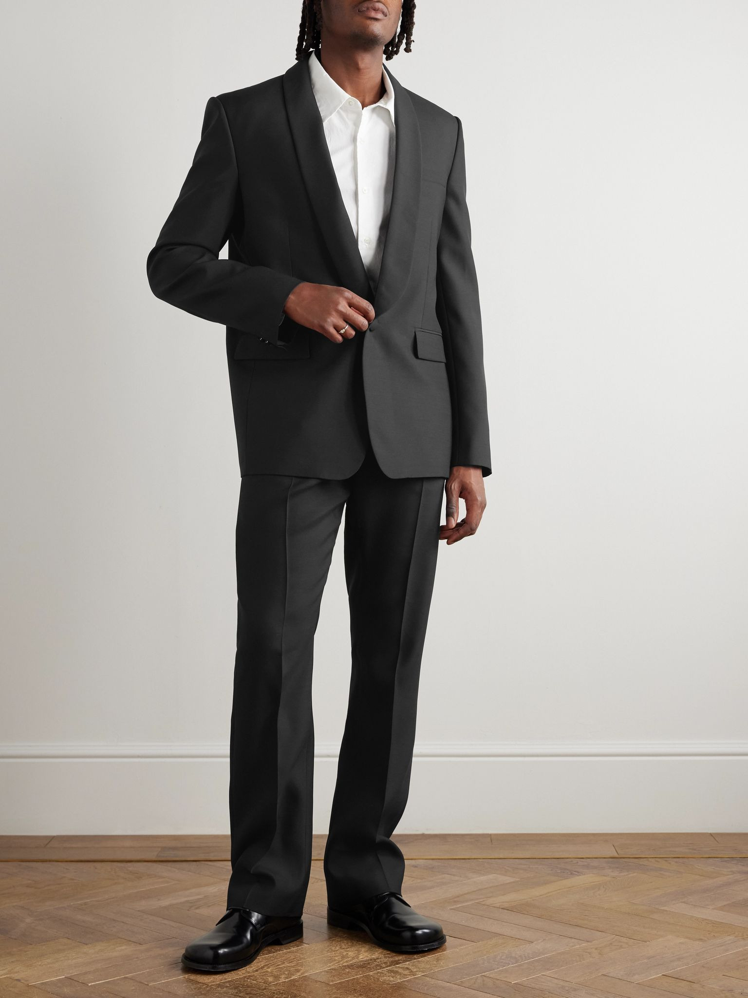 Slim-Fit Shawl-Lapel Wool and Silk-Blend Tuxedo Jacket Black - 2