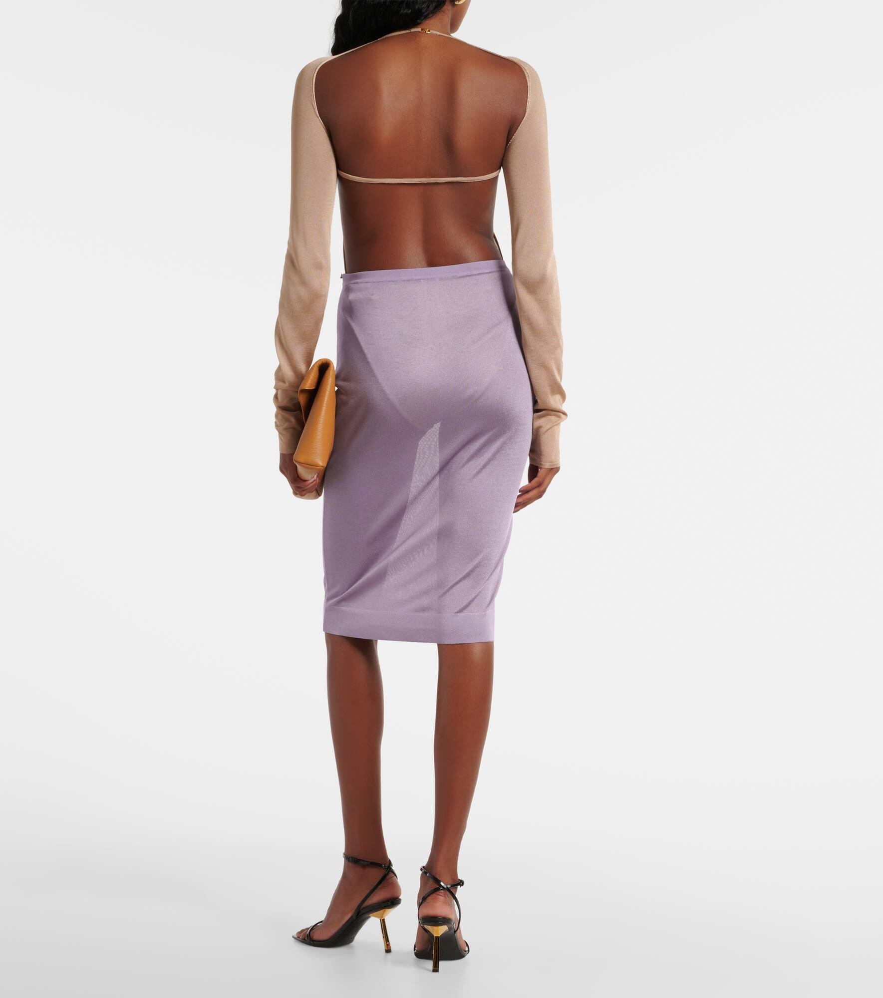 Knitted high-rise pencil skirt - 3