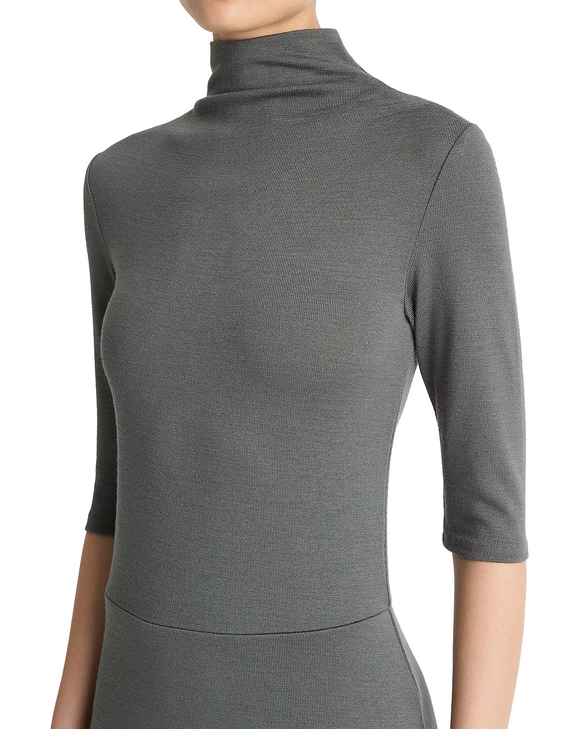 Elbow Sleeve Turtleneck Dress - 2