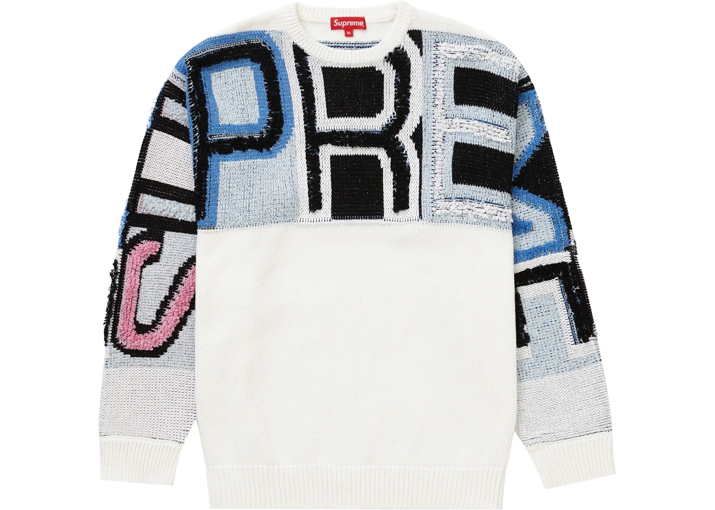 Supreme Supreme Chenille Logo Sweater White | REVERSIBLE Supreme Supreme Chenille Logo Sweater White | REVERSIBLE