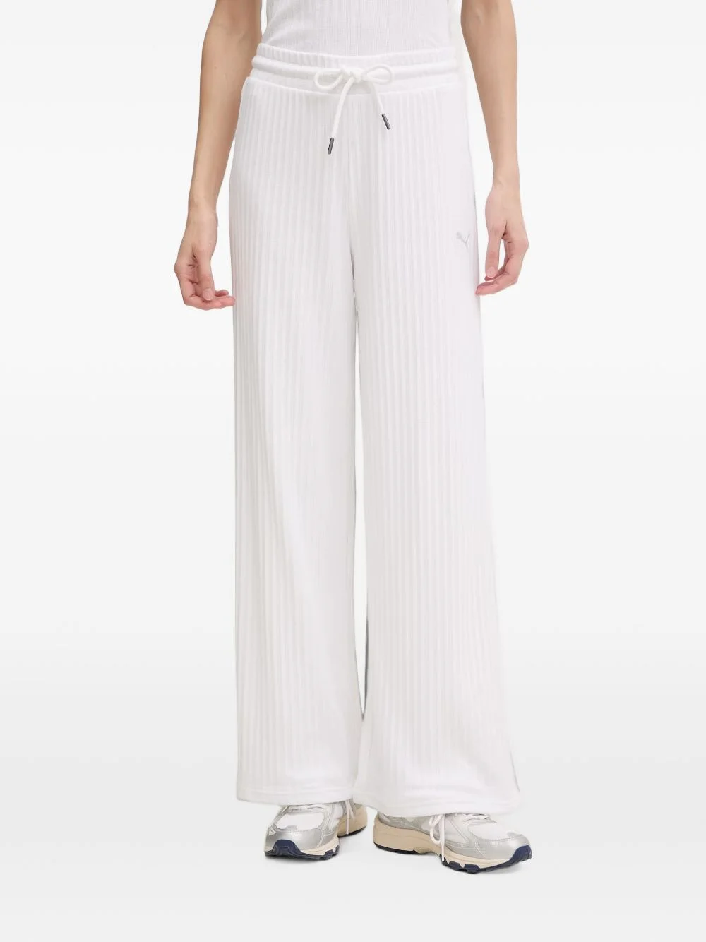 ribbed drawstring-waist trousers - 1