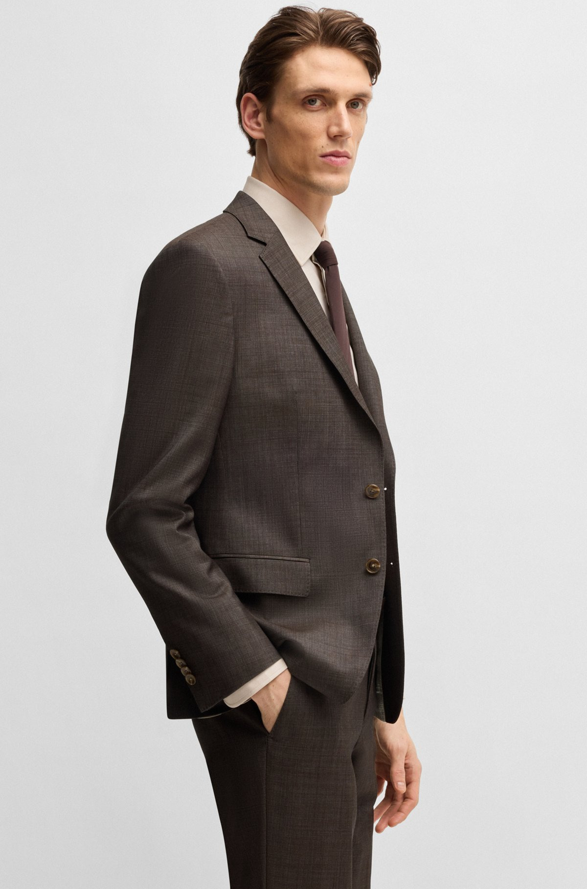 SLIM-FIT SUIT IN MICRO-PATTERNED STRETCH VIRGIN WOOL - 5