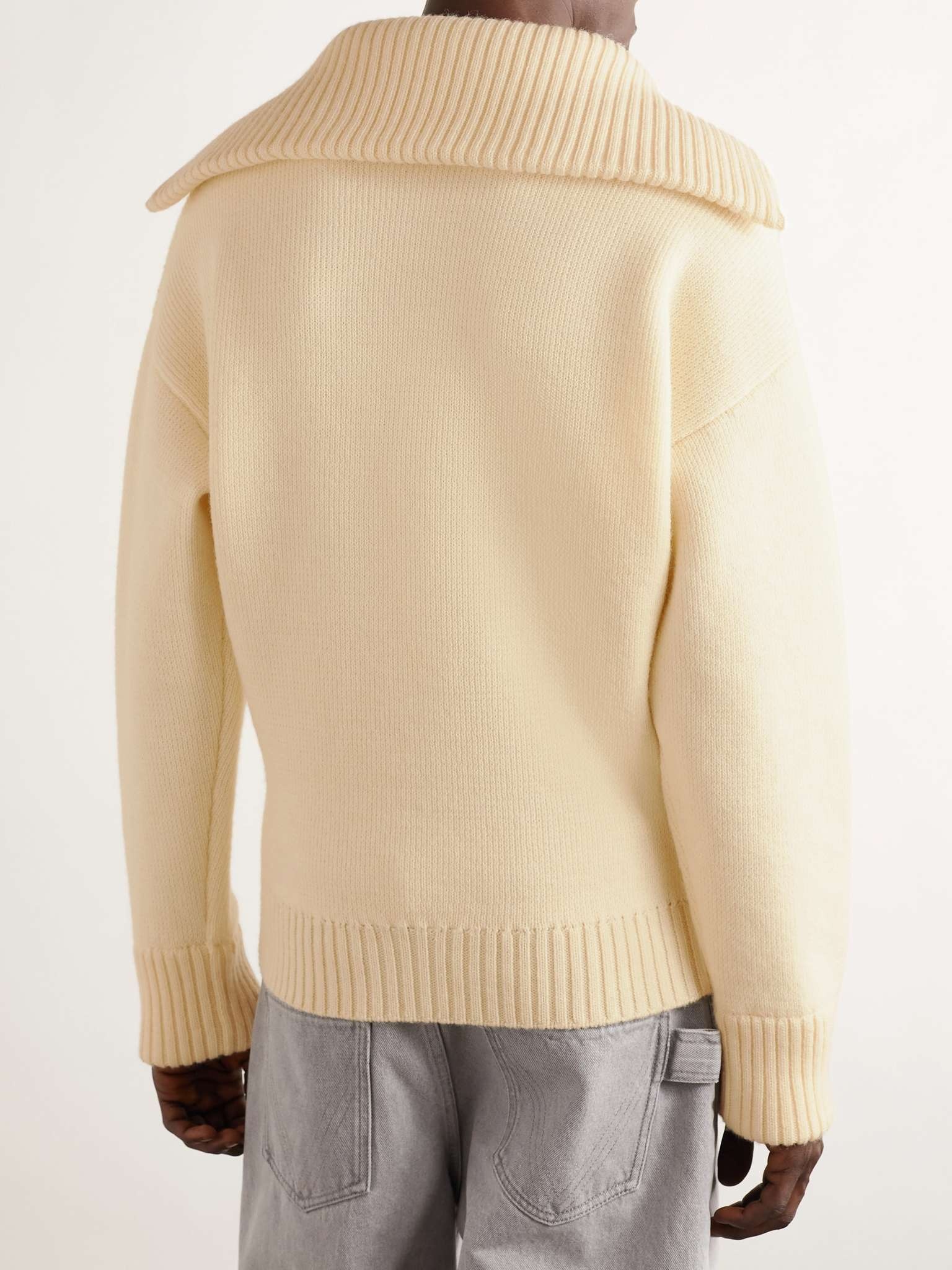 Shawl-Collar Wool Sweater - 4