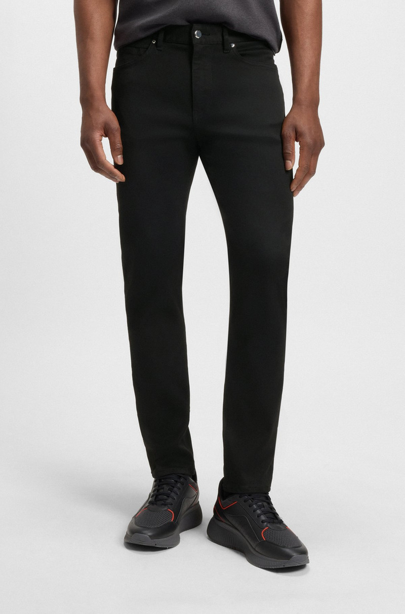 PORSCHE X BOSS TAPERED-FIT JEANS IN BLACK STRETCH DENIM 2