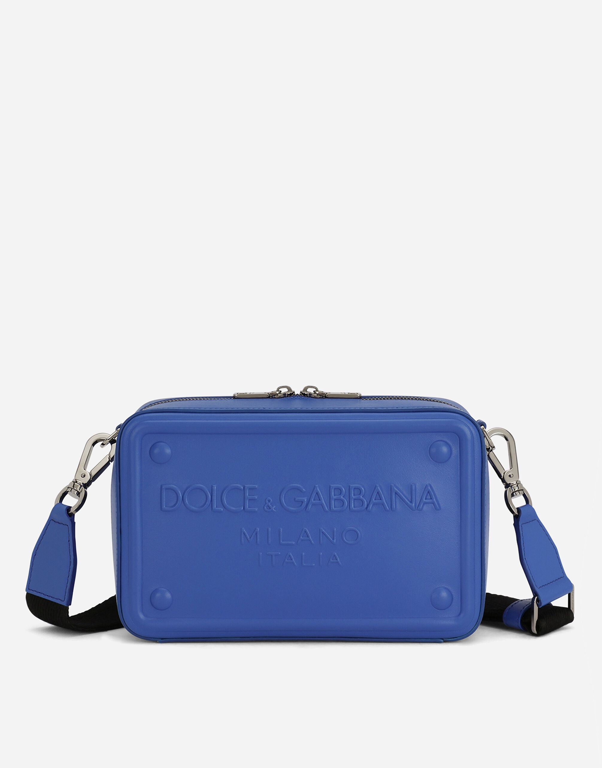 Calfskin crossbody bag with raised logo - 1