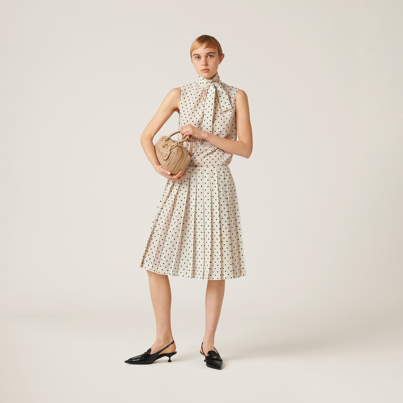 Miu Miu Polka-dot crepe de chine skirt outlook