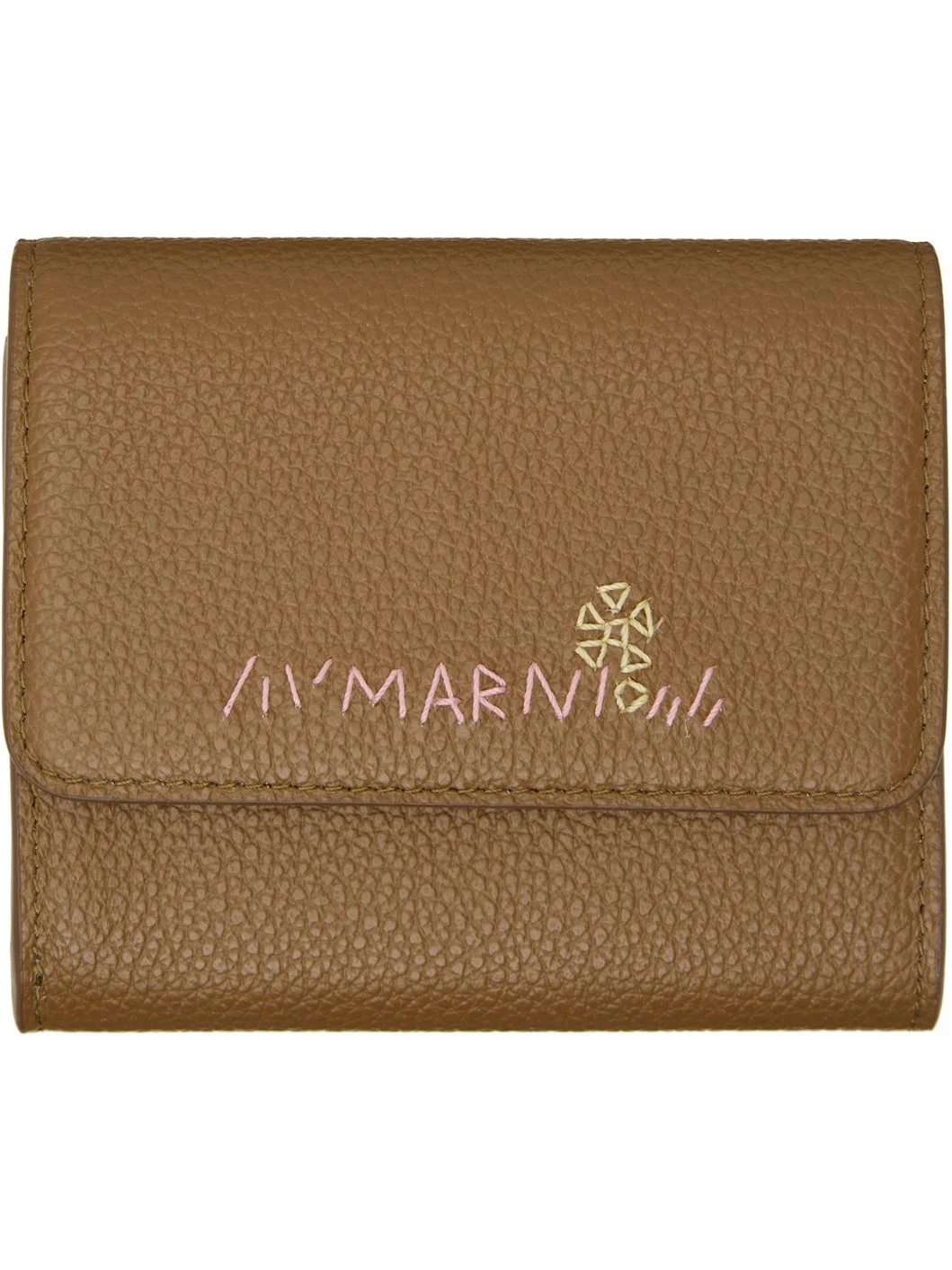 Khaki 'Marni Mending' Leather Flap Card Holder - 1