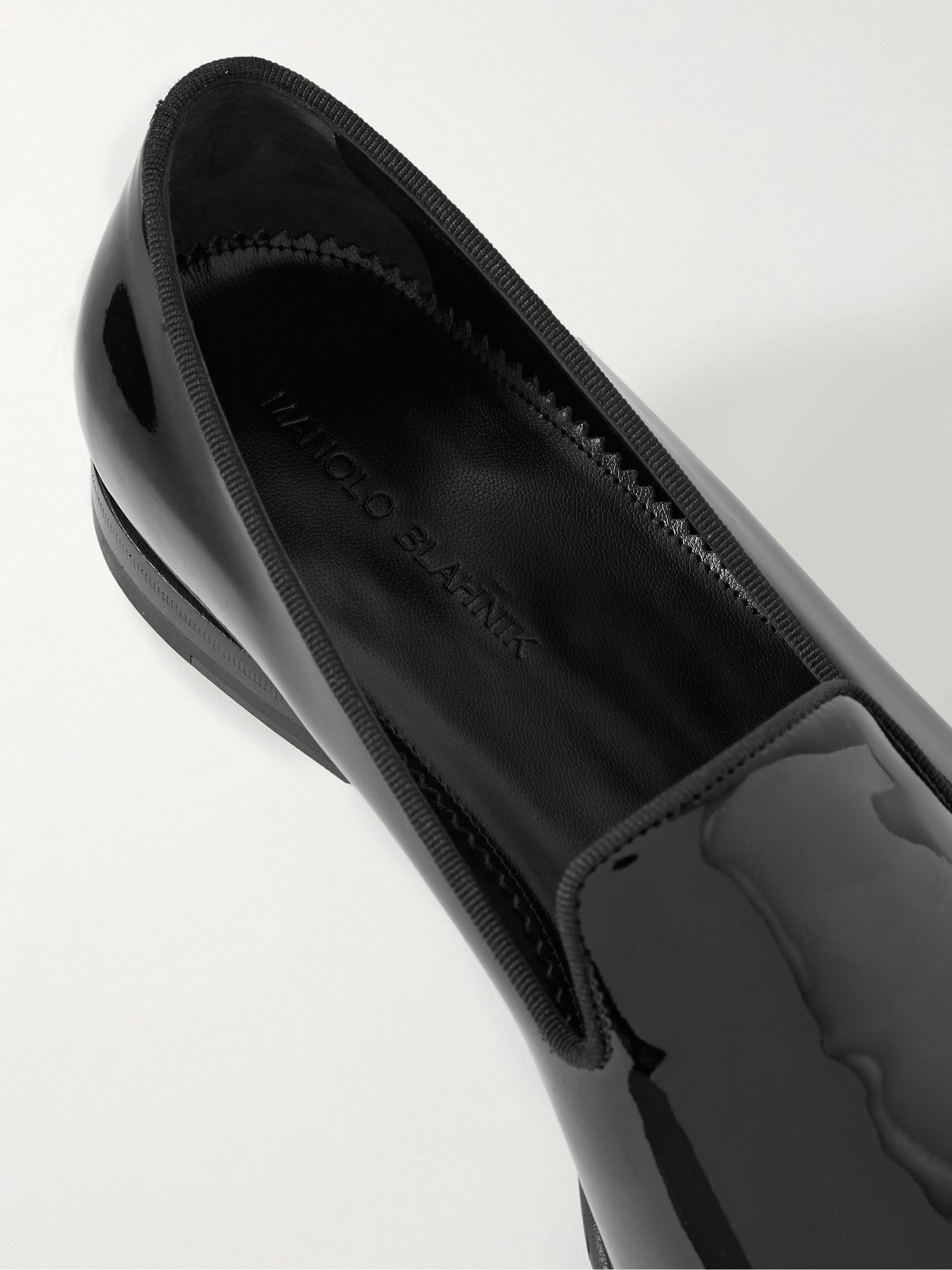 Mario Grosgrain-Trimmed Patent-Leather Loafers Black - 5