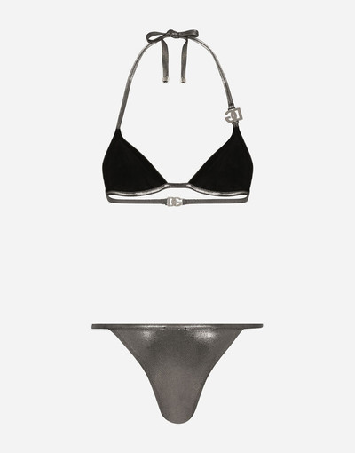 Dolce & Gabbana Foiled triangle bikini with the metal DG logo outlook