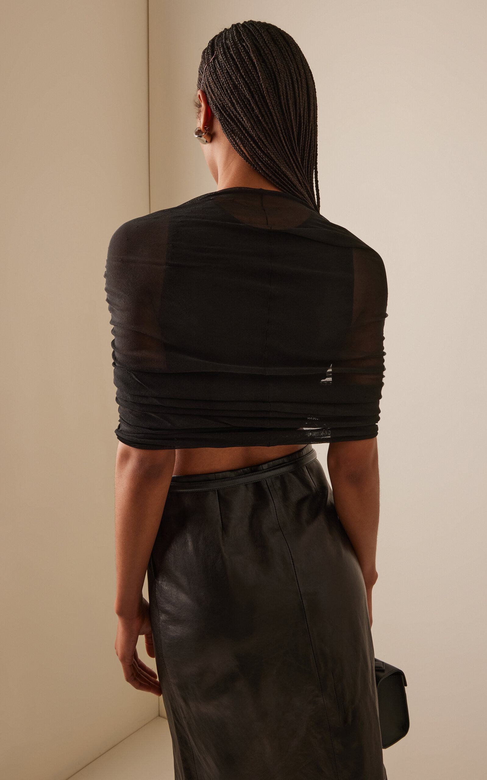 Exclusive Lyra Shirred Knit Top black - 4