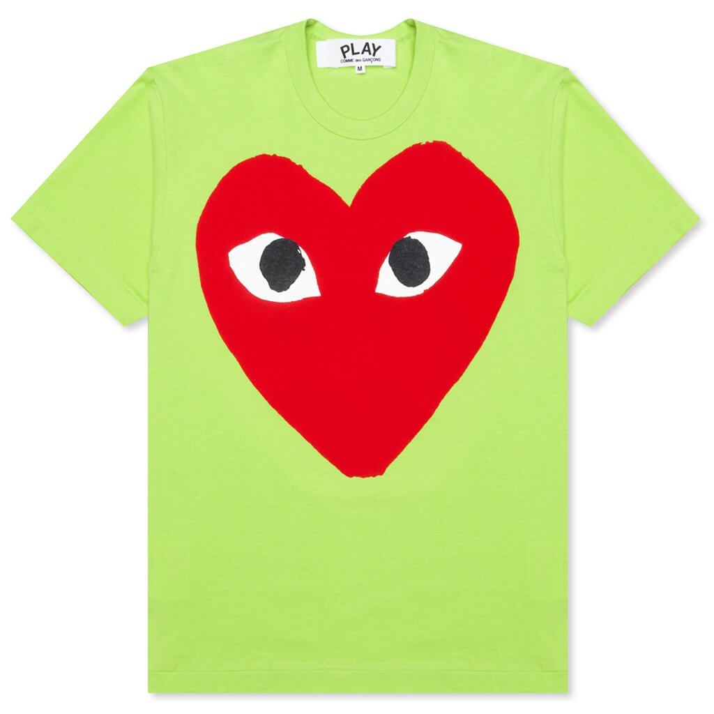 COMME DES GARCONS PLAY PASTELLE WOMEN'S RED LOGO T-SHIRT - GREEN - 1