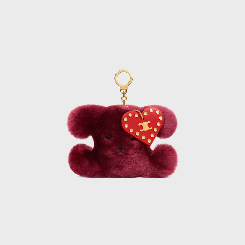 TRIOMPHE POM-POM CHARM IN EMBROIDERED SHEARLING AND CALFSKIN 1