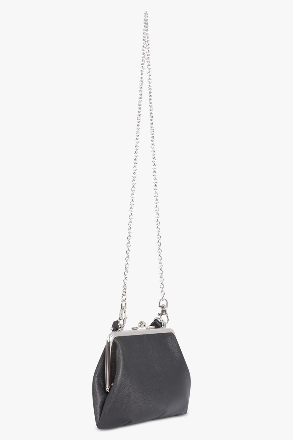 GRANNY SAFFIANO FRAME PURSE | BLACK/SILVER - 2