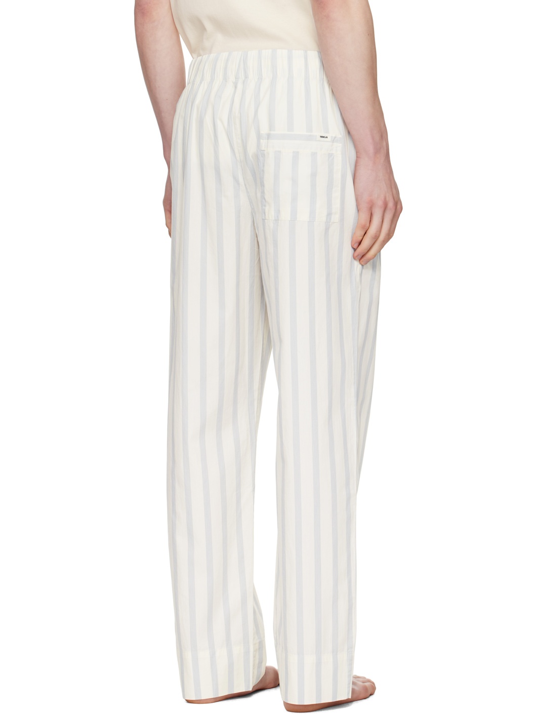 Off-White & Navy Poplin Pyjama Pants - 3