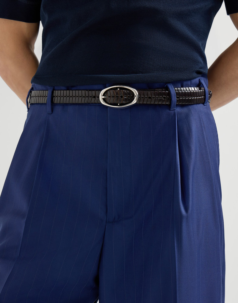Virgin wool chalk stripe batavia trousers with double pleats 4