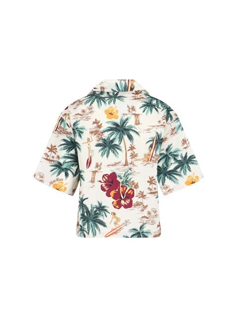 Miu Miu Women Printed Crop Shirt - 2