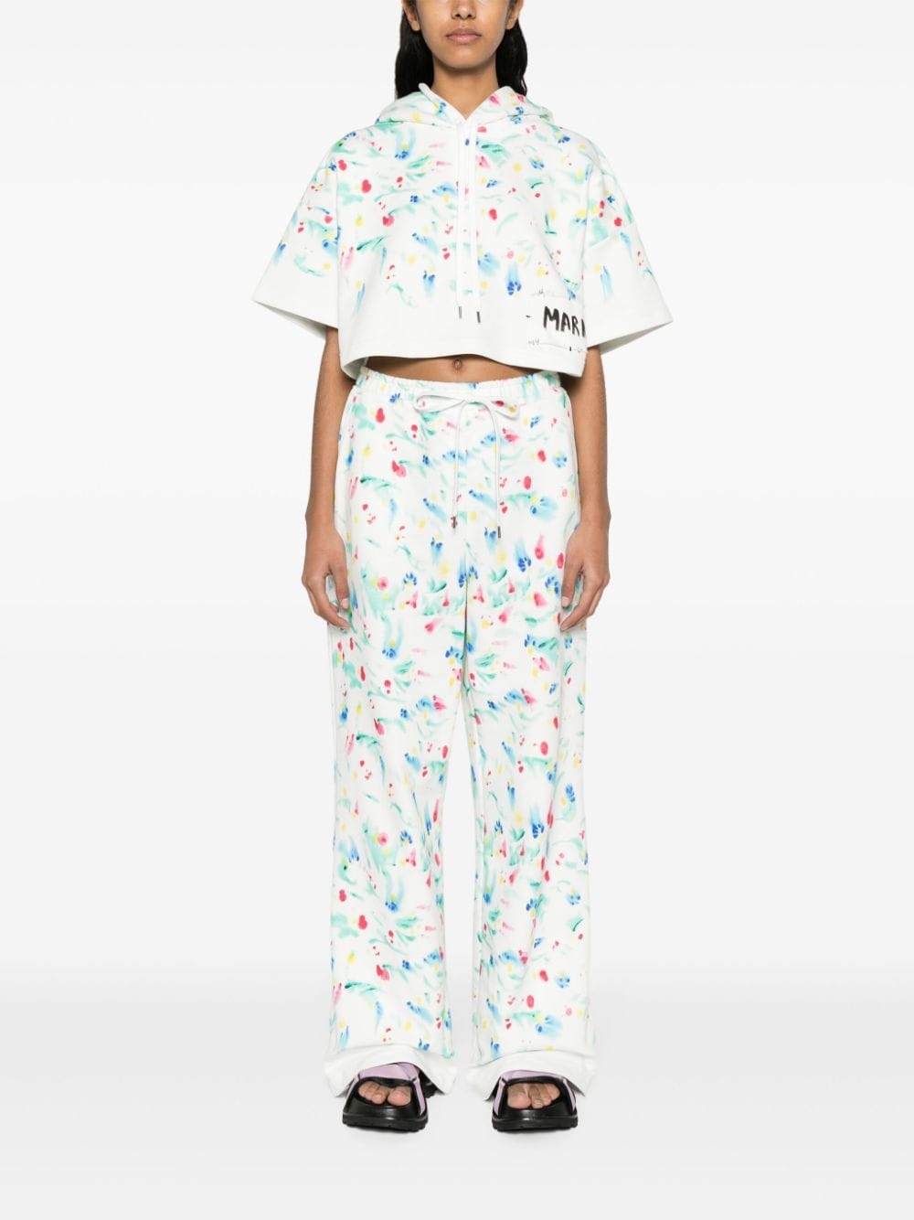 floral-print cotton track pants - 2